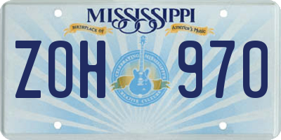 MS license plate ZOH970