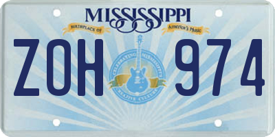 MS license plate ZOH974