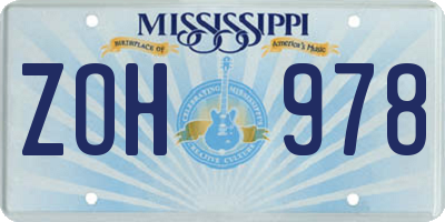 MS license plate ZOH978