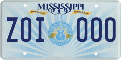 MS license plate ZOI000