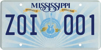 MS license plate ZOI001