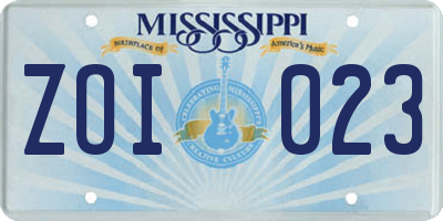 MS license plate ZOI023