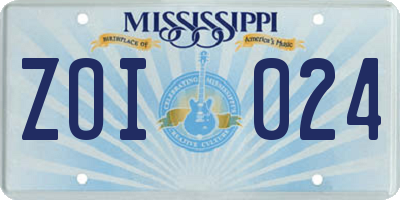 MS license plate ZOI024