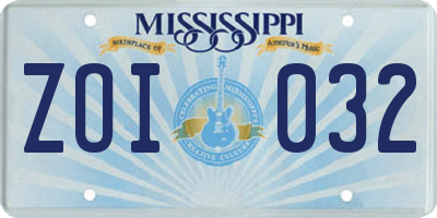 MS license plate ZOI032
