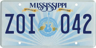 MS license plate ZOI042