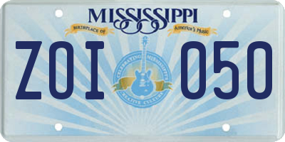 MS license plate ZOI050