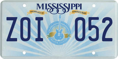 MS license plate ZOI052