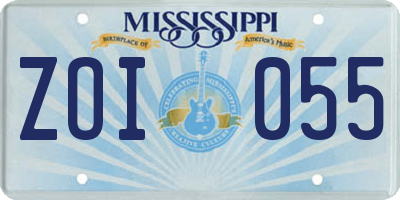 MS license plate ZOI055