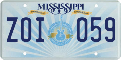 MS license plate ZOI059