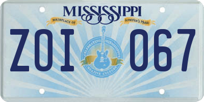 MS license plate ZOI067