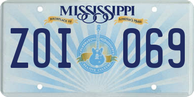 MS license plate ZOI069