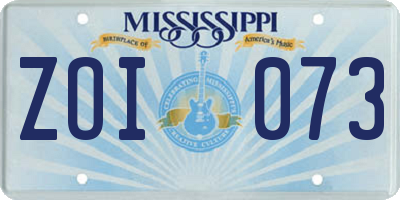 MS license plate ZOI073