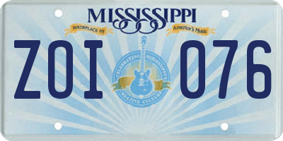 MS license plate ZOI076