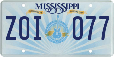 MS license plate ZOI077