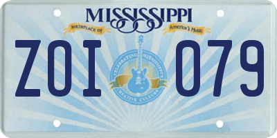 MS license plate ZOI079