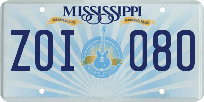 MS license plate ZOI080