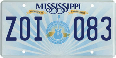 MS license plate ZOI083
