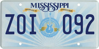 MS license plate ZOI092
