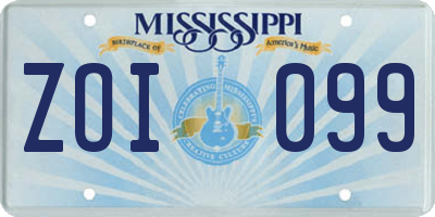 MS license plate ZOI099