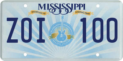 MS license plate ZOI100