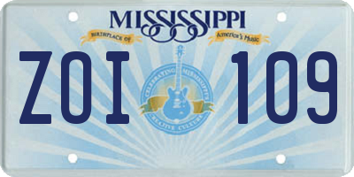 MS license plate ZOI109