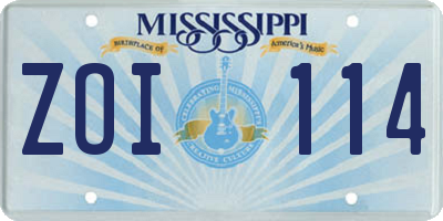 MS license plate ZOI114