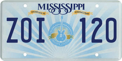 MS license plate ZOI120