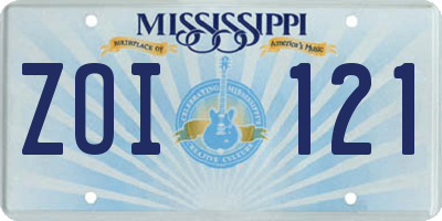 MS license plate ZOI121