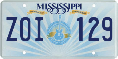 MS license plate ZOI129