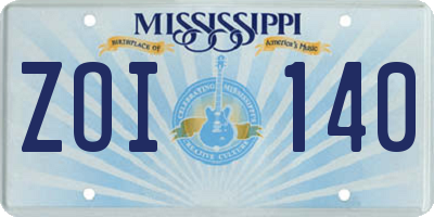 MS license plate ZOI140