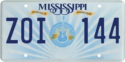 MS license plate ZOI144