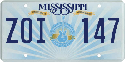 MS license plate ZOI147