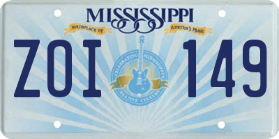 MS license plate ZOI149
