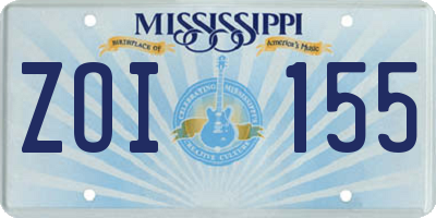 MS license plate ZOI155