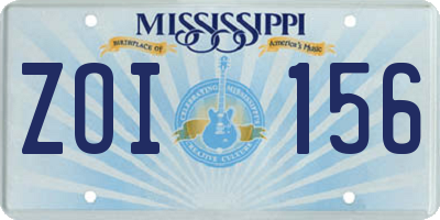 MS license plate ZOI156
