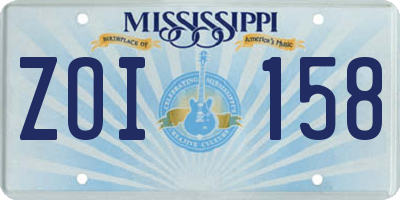 MS license plate ZOI158