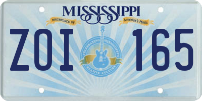 MS license plate ZOI165