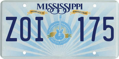 MS license plate ZOI175