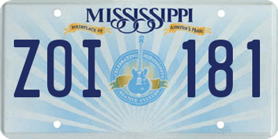 MS license plate ZOI181
