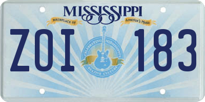 MS license plate ZOI183