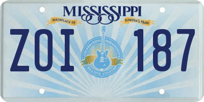 MS license plate ZOI187