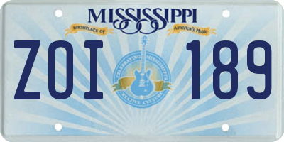 MS license plate ZOI189