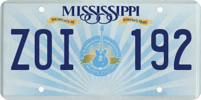 MS license plate ZOI192