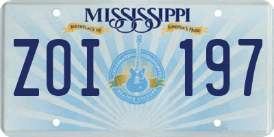 MS license plate ZOI197
