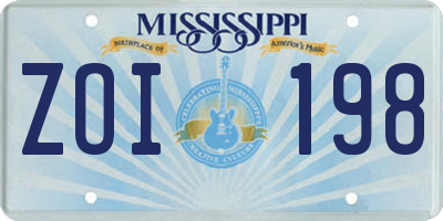 MS license plate ZOI198