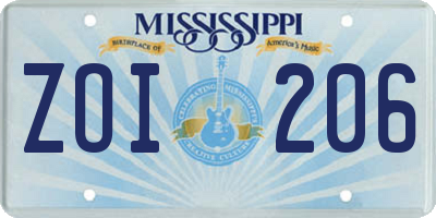MS license plate ZOI206