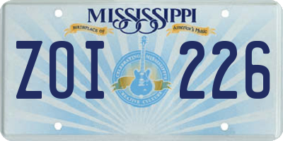 MS license plate ZOI226