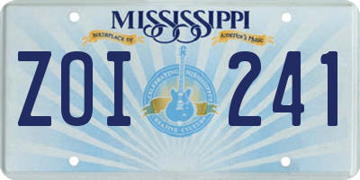 MS license plate ZOI241