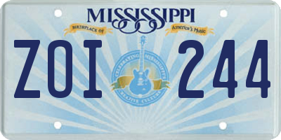 MS license plate ZOI244