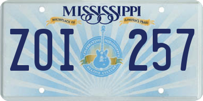 MS license plate ZOI257